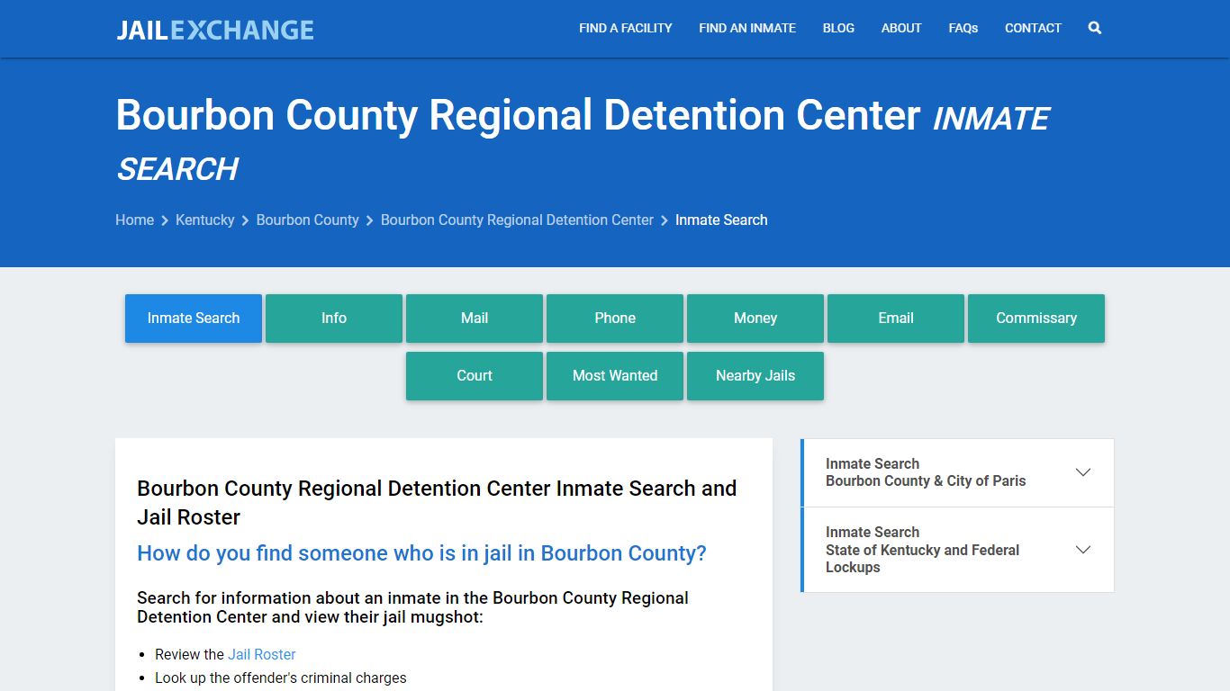 Bourbon County Regional Detention Center Inmate Search